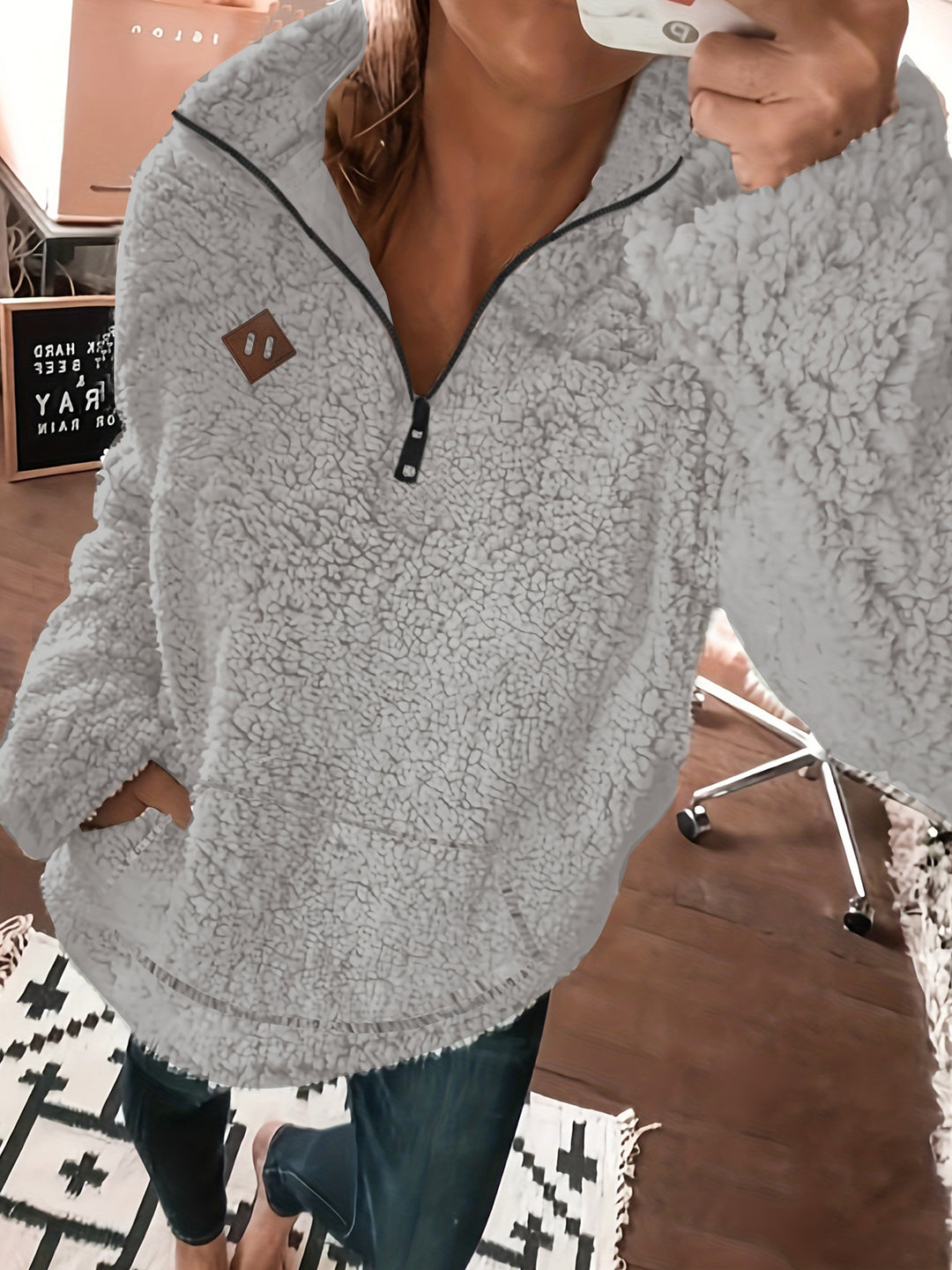 Warme Teddy Jas / Trui met Rits