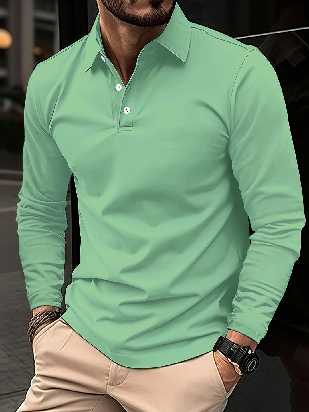 Comfortabel Langarm Poloshirt